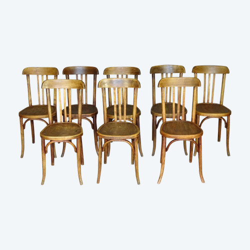 Set aus 8 Bistrostühlen Fischel 1930, no Baumann no Thonet