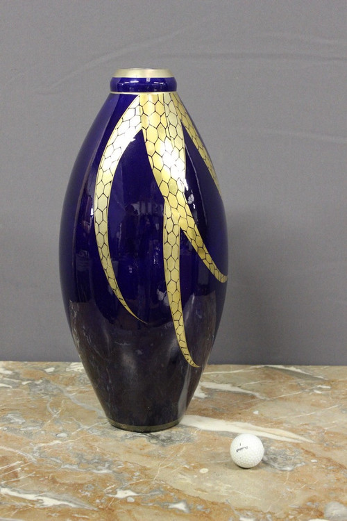 Large Art Deco Porcelain Vase By Pinon Heuzé