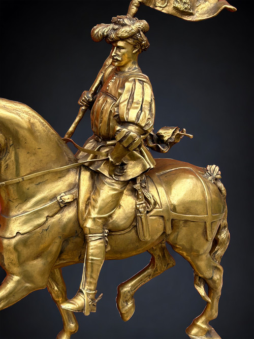 Emmanuel Frèmiet Paris (1824-1910) La Saint Hubert 1520 Large Gilt Bronze