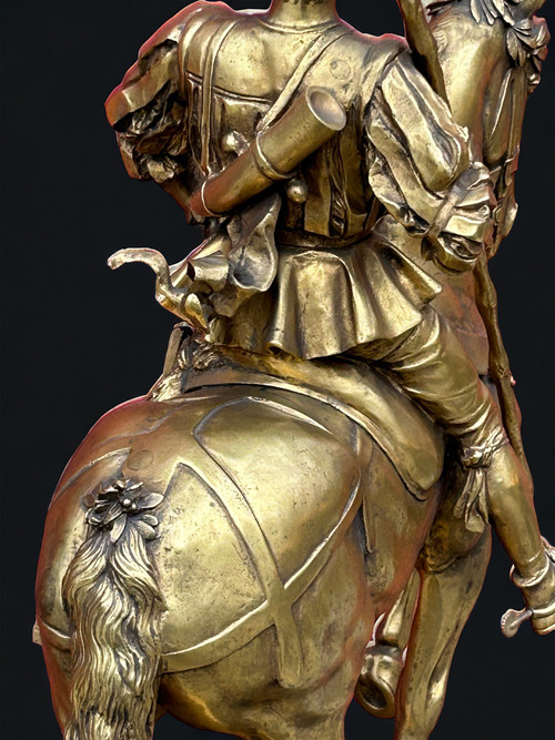 Emmanuel Frèmiet Paris (1824-1910) La Saint Hubert 1520 Large Gilt Bronze