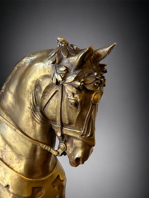 Emmanuel Frèmiet Paris (1824-1910) La Saint Hubert 1520 Large Gilt Bronze