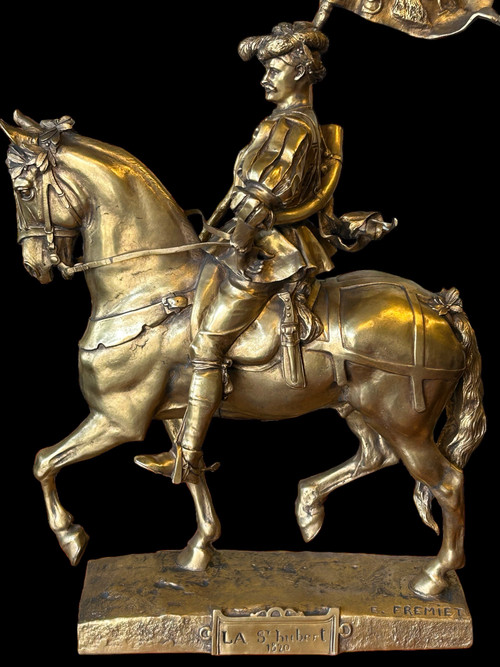 Emmanuel Frèmiet Paris (1824-1910) La Saint Hubert 1520 Large Gilt Bronze