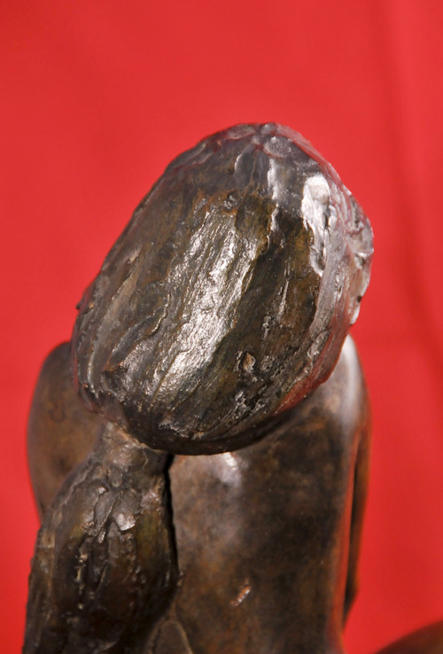  Jean-Pierre GONNIN, Young woman sitting on a rock, bronze