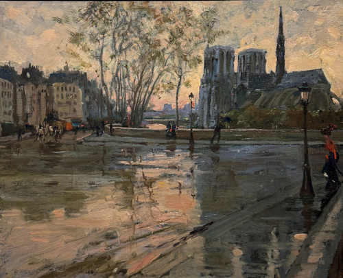 Léo Fontan (1884-1965) - Paris, Notre Dame Vue Du Pont De l'Archeveché, 1910