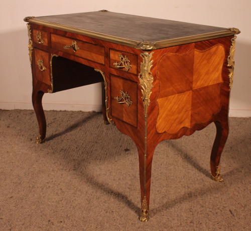 Small Double-sided Writing Table In Rosewood Louis XV Style From The 19th Century