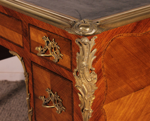 Small Double-sided Writing Table In Rosewood Louis XV Style From The 19th Century