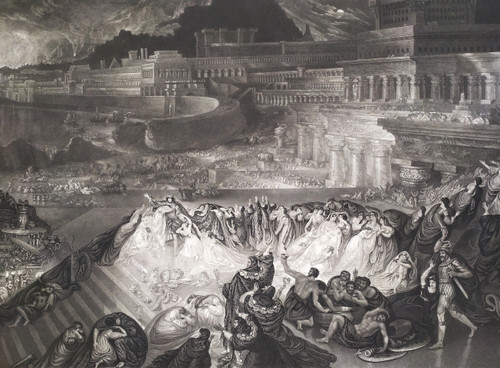 John Martin The Fall Of Nineveh 19th Century Engraving Etching Old Print