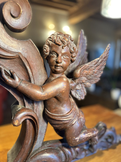 Large Pair Of Organ Buffet Angels – 19th Century