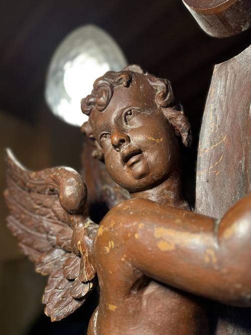 Large Pair Of Organ Buffet Angels – 19th Century