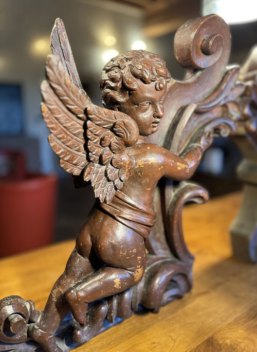 Large Pair Of Organ Buffet Angels – 19th Century