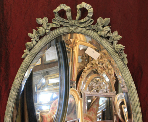 Large Oval Louis XVI Knot Mirror, Beveled Glass 77 X 141 Cm