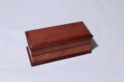 Leather box with 3 so-called “scent” crystal bottles from the 19th century