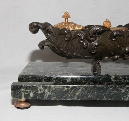 Inkwell In Bronze Restoration Period Circa 1820/1830