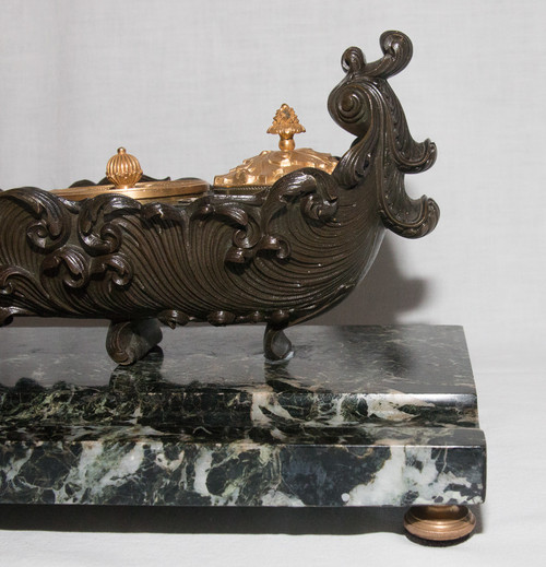 Inkwell In Bronze Restoration Period Circa 1820/1830