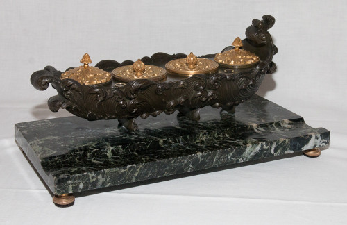 Inkwell In Bronze Restoration Period Circa 1820/1830