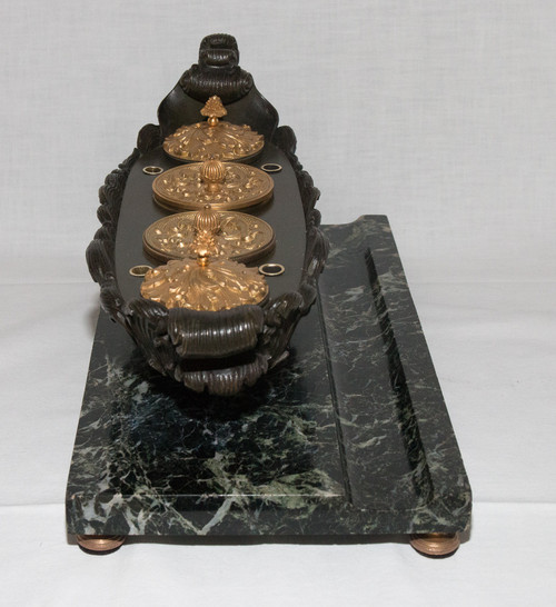 Inkwell In Bronze Restoration Period Circa 1820/1830