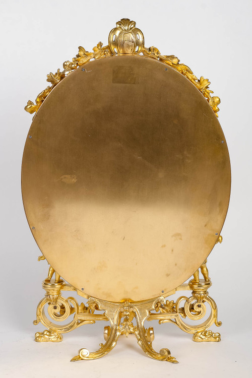 Table mirror in gilded bronze and cloisonné enamel Late 19th century