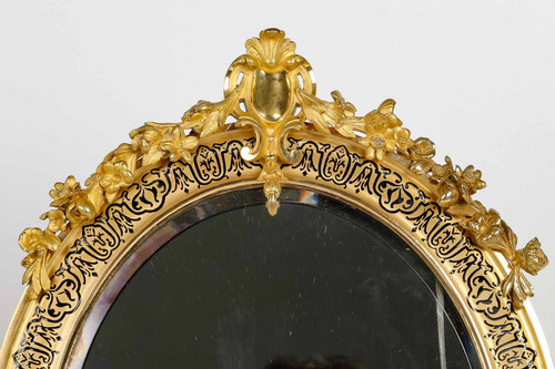 Table mirror in gilded bronze and cloisonné enamel Late 19th century