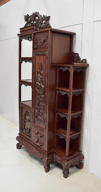  Atypique Meuble Cabinet Asiatique, origine Vietnam, en Acajou massif - Fin XIXe 