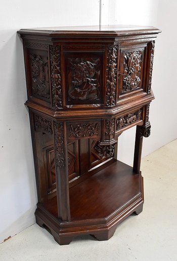  Solid walnut cabinet, Gothic taste - Renaissance - Late 19th century