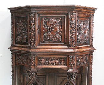  Solid walnut cabinet, Gothic taste - Renaissance - Late 19th century