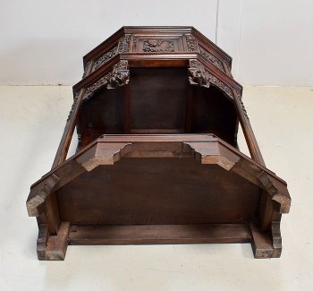  Solid walnut cabinet, Gothic taste - Renaissance - Late 19th century