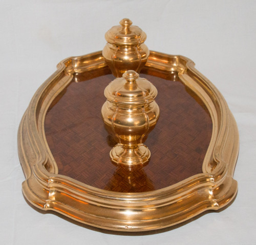 Tintenfass Aus Vergoldeter Bronze Und Palisander Circa 1890 G Keller