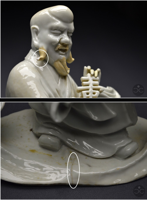 China, 18th century, Chinese white porcelain group depicting the Taoist god Shoulao