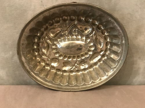 19th century copper cake mold with fruit design