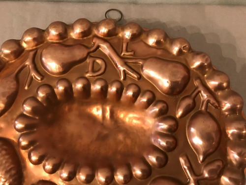 19th century copper cake mold with fruit design