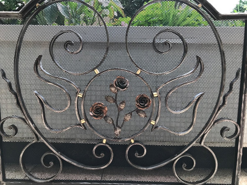 Beautiful large antique wrought iron fireplace screen circa 1900