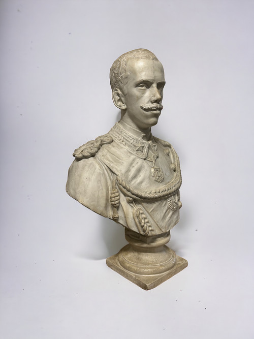 Humbert 1er Roi D'italie ( 1844-1900 ) Large Plaster Bust Early 19th century Humberto 1er