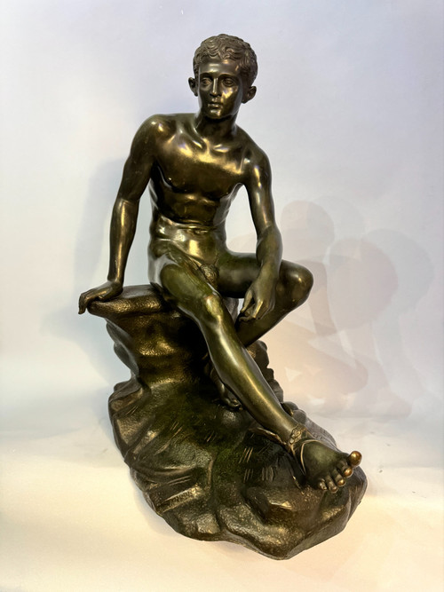 Bronzeskulptur ''Hermes sitzend'' oder ''Merkur in Ruhe'' (Grand Tour)