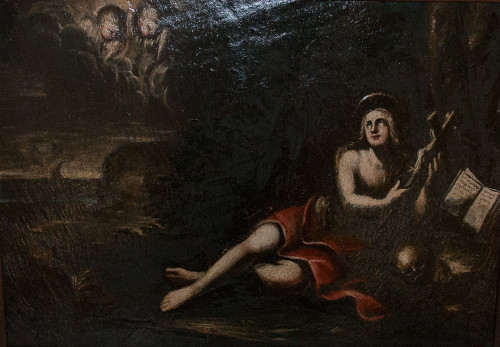 Oil on slate Mary Magdalene 18th century period