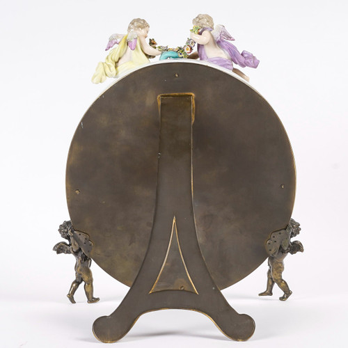 Late 19th Century Porcelain And Bronze Table Mirror