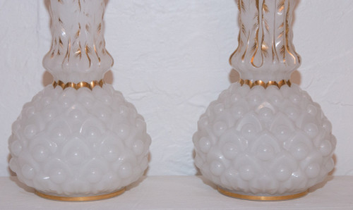 Pair of Baccarat Opaline Vases Circa 1850