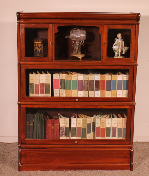 Globe Wernicke Bookcase In Mahogany Of 3 Elements With Small Cabinet