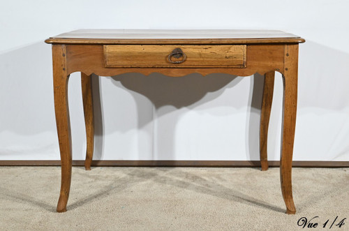 Walnut and cherry wood bureau table, Louis XV style - Early 19th century