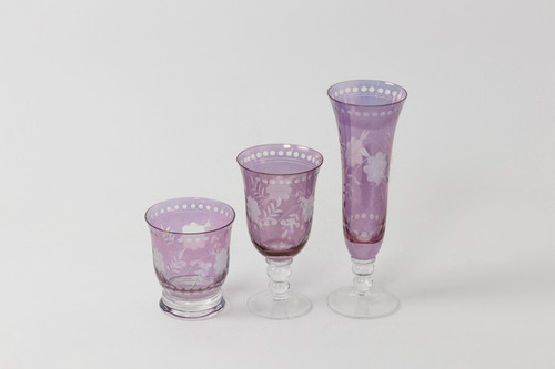 Ensemble de verres de style cristal de bohème, travail contemporain