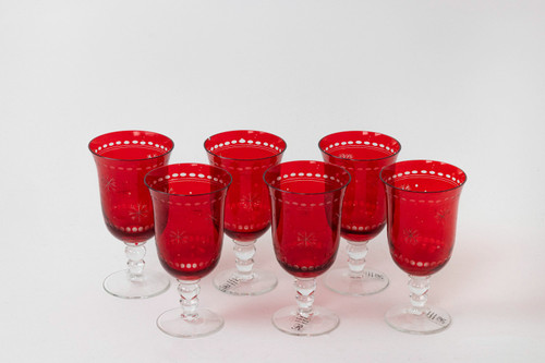 Ensemble de verres de style cristal de bohème, travail contemporain