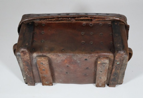 17th century leather travel trunk