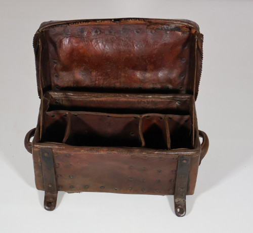 17th century leather travel trunk