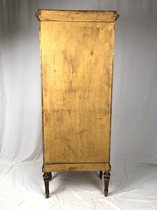 Louis XVI-style gilded stucco and wood display case, circa 1900