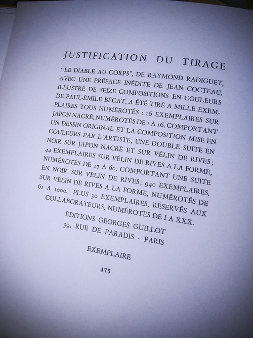 Curiosa - Raymond RADIGUET, " LE DIABLE AU CORPS ", illustrations de Paul Émile BÉCAT. 1957