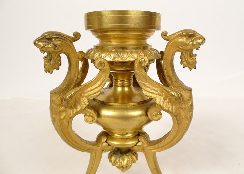 Neo-Gothic Gilded Bronze Chimeras Baccarat Cristal Cup Napoléon III 19th century