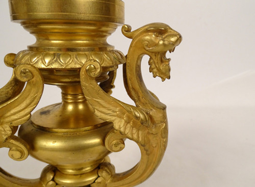 Neo-Gothic Gilded Bronze Chimeras Baccarat Cristal Cup Napoléon III 19th century