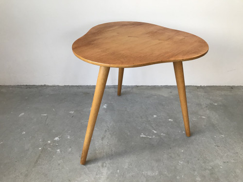 Beech tripod pedestal table - France - circa 1950