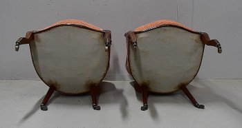  Pair of Bergères in solid Blond Mahogany, Napoleon III period - 1850