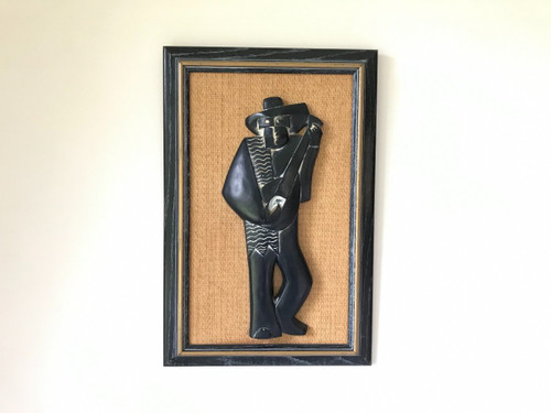 Mexican Musician with Guitar - Low Plaster Relief.