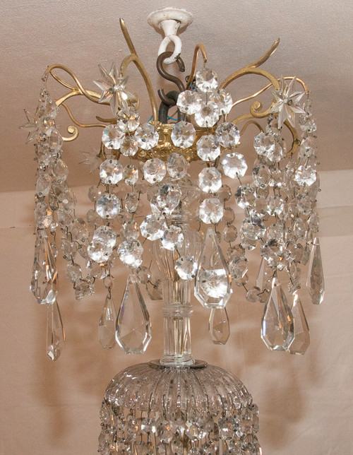 Grand Lustre En Bronze Doré Et Cristal époque Fin XIXe